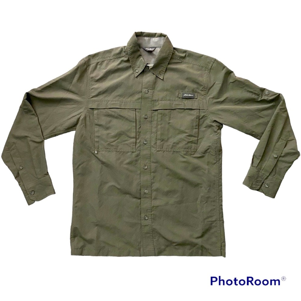 Eddie Bauer Mens Dark Green Vented Outdoors Fishing Shirt